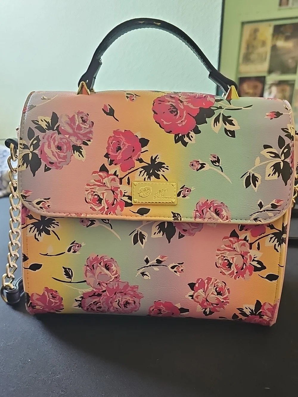 Pastel Floral Top-Handle Satchel - Pink Multicolor